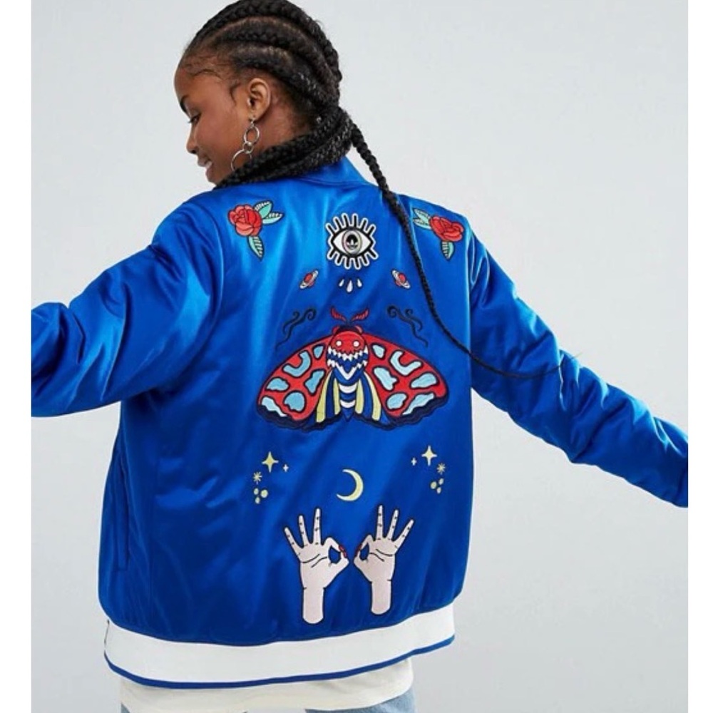 Adidas Embellished Arts Embroidered Bomber Jacket SUPER RARE Small